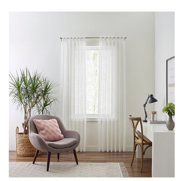 Origin 21 84-in White Geometric Light filtering Top tab Single curtain panel - Picture 1 of 8